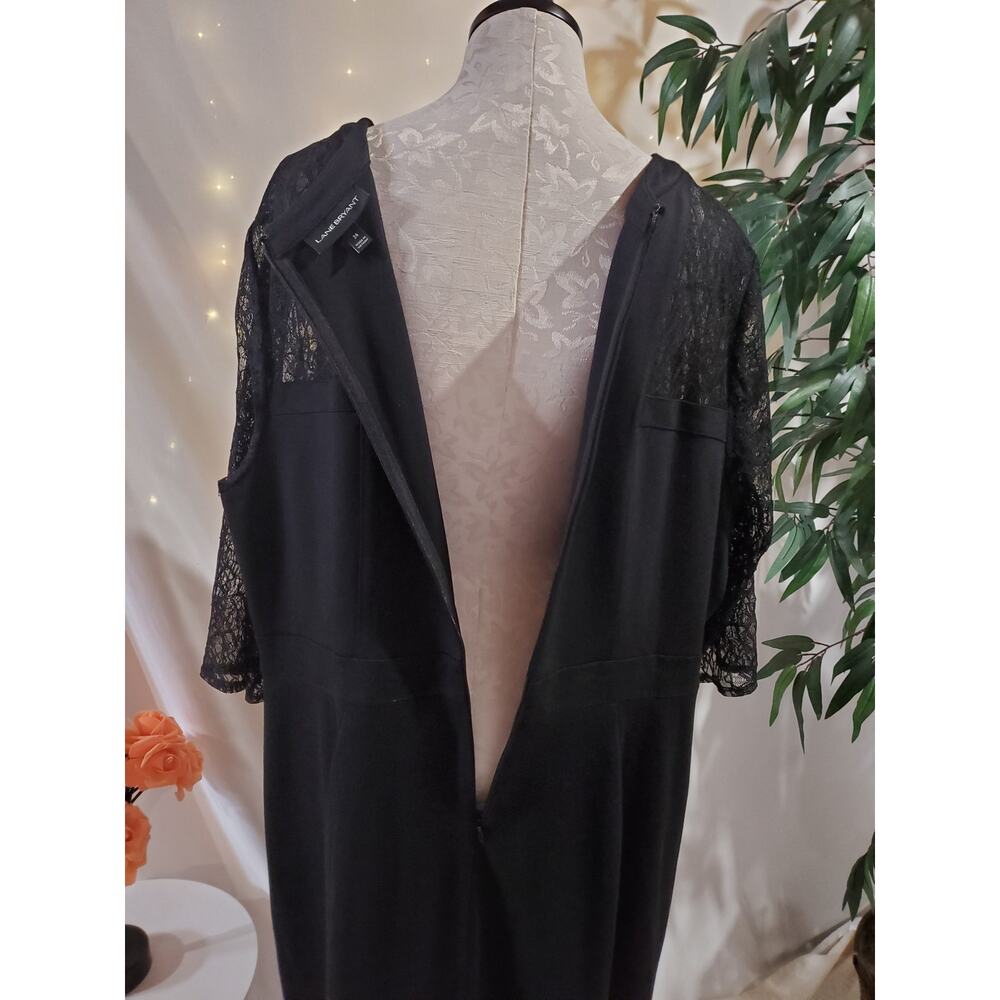 Lane Bryant Lace Sheer 3/4 Sleeve Sheath Dress Plus Size 26 Black LBD Wedding - Picture 10 of 13